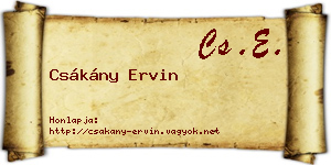 Csákány Ervin névjegykártya